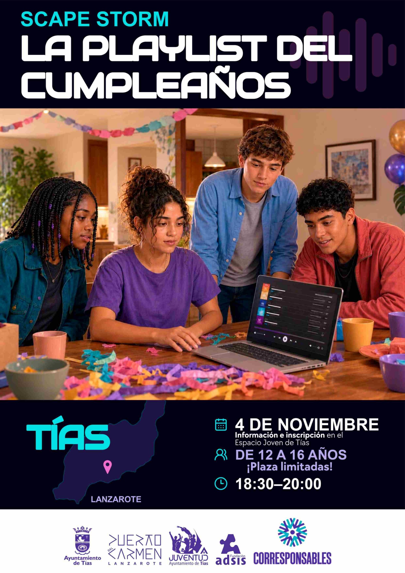 Poster for Scape storm. Playlist del cumpleaños